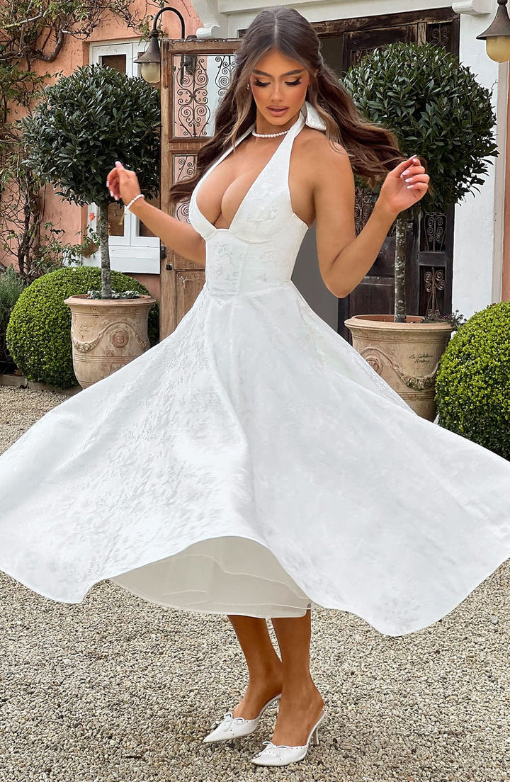 Clara | Women Wedding Guest Halter Midi Dress